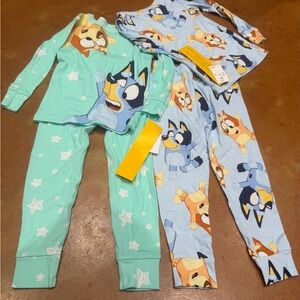 Nwt Kids Cartoon Character Pajama Set - Blue and Green. Two sets